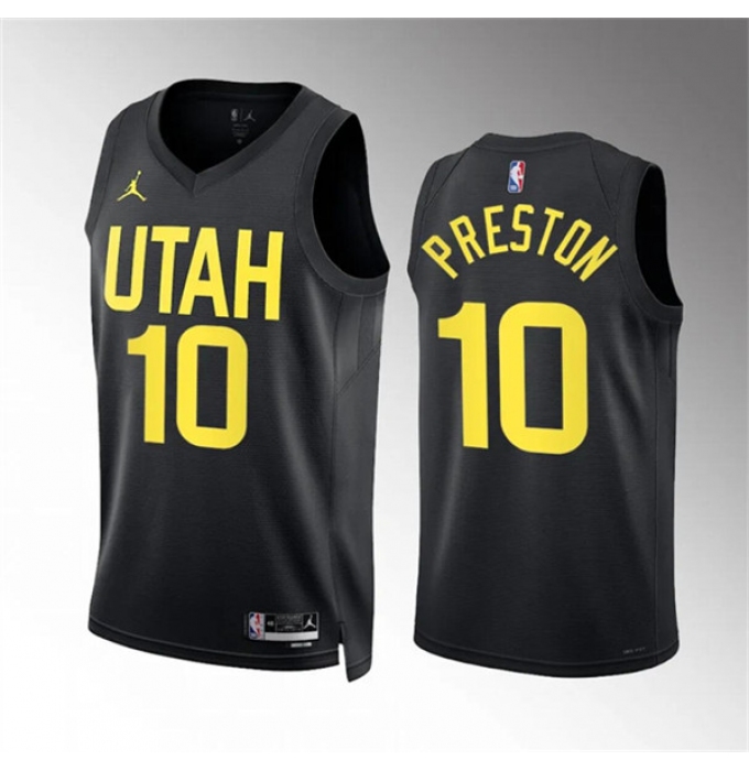 Men's Utah Jazz #10 Jason Preston Black Statement Edition Stitched Basketball Jersey