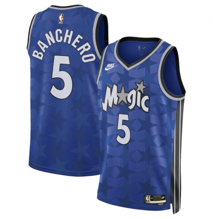 Men's Orlando Magic #5 Paolo Banchero Blue 2023-24 Classic Edition Stitched Basketball Jersey