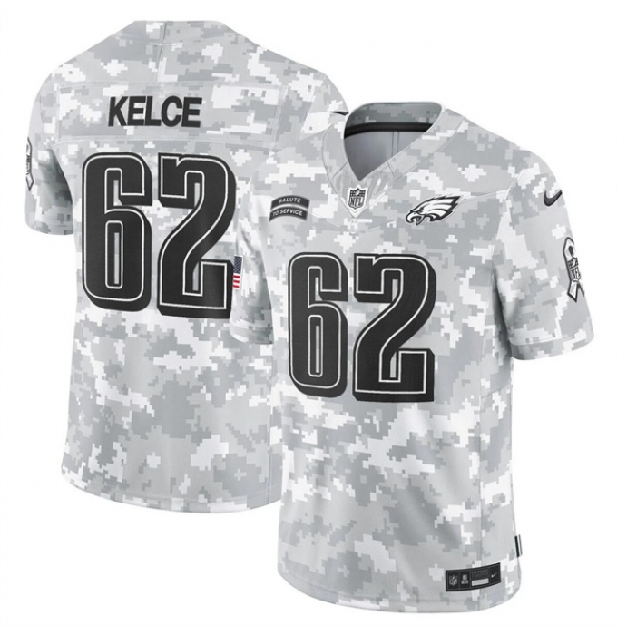 Men's Philadelphia Eagles #62 Jason Kelce 2024 F.U.S.E Arctic Camo Salute To Service Limited Stitched Football Jersey