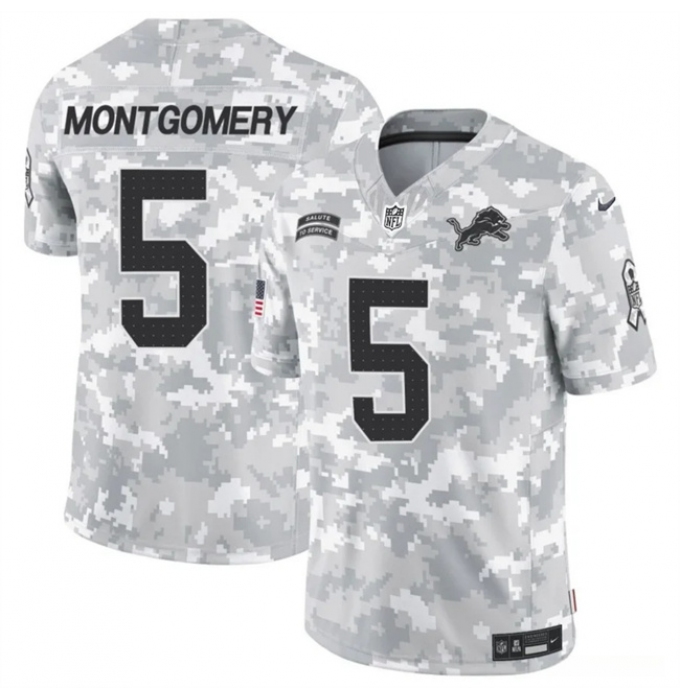 Men's Detroit Lions #5 David Montgomery 2024 F.U.S.E Arctic Camo Salute To Service Limited Stitched Football Jersey