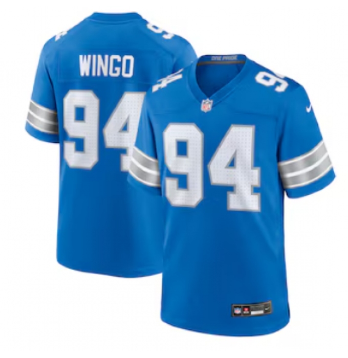 Men's Detroit Lions #94 Mekhi Wingo Nike Blue Team Game Jersey