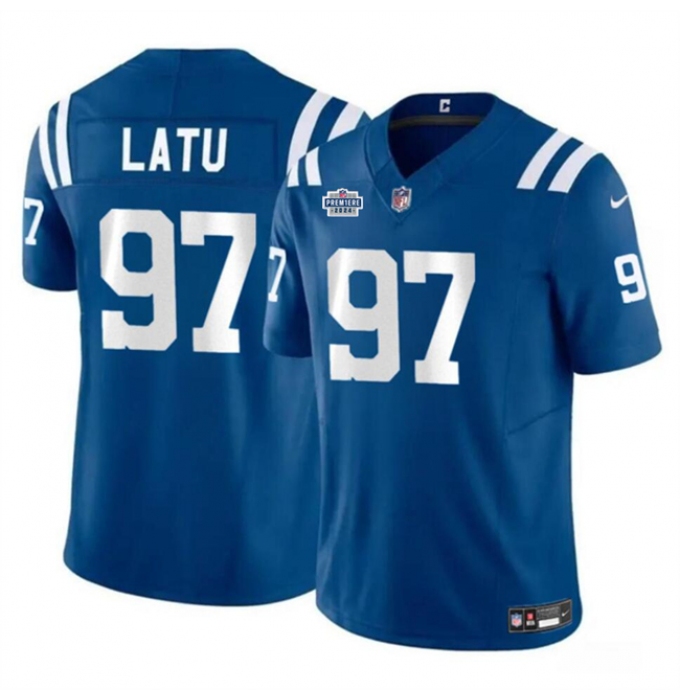 Men's Indianapolis Colts #97 Laiatu Latu Blue 2024 With Dradt F.U.S.E. Vapor Limited Stitched Football Jersey